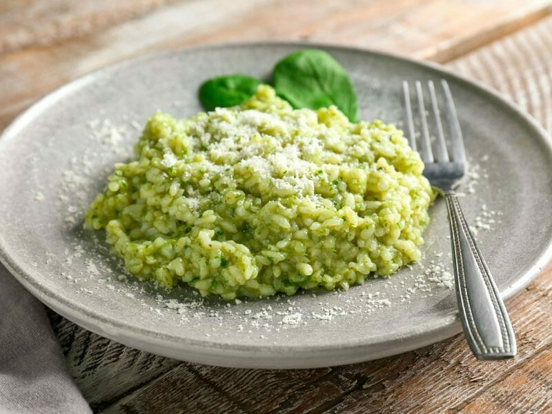 Spinach and Basil Pesto Risotto with Thermomix